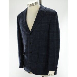 CARUSO Mens Blue Plaid Unstructured Wool Cashmere Sport Coat Jacket 38 Italy NWT